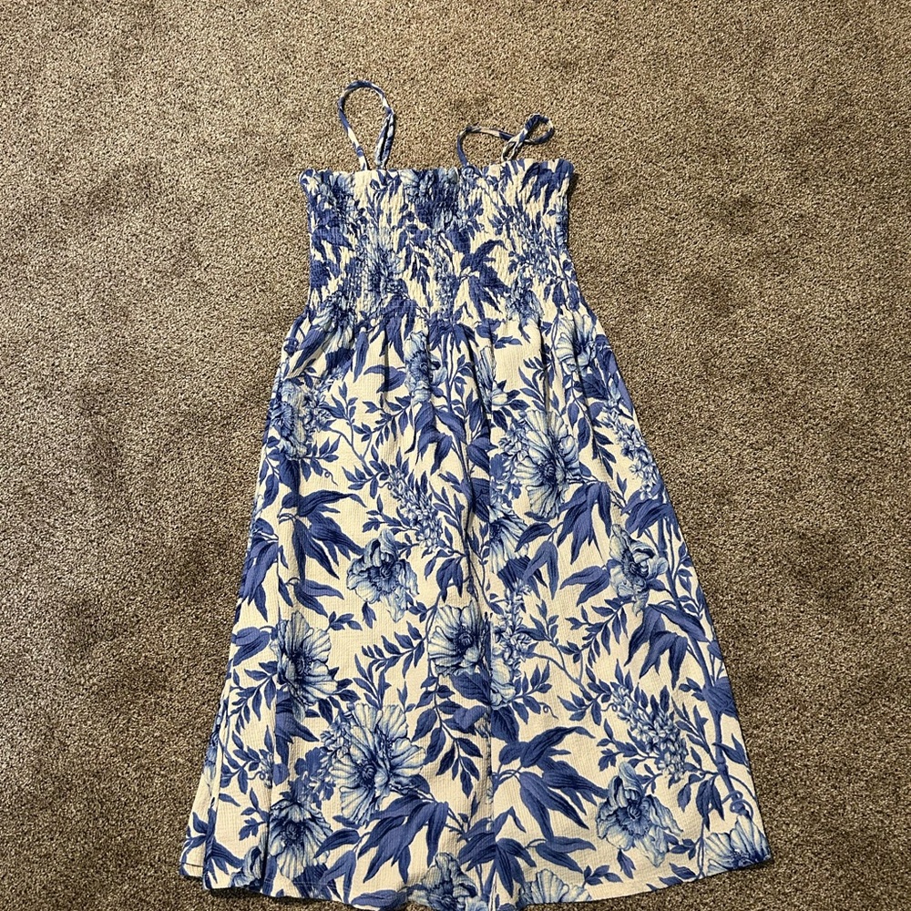 H&M Blue and White Textured Dress